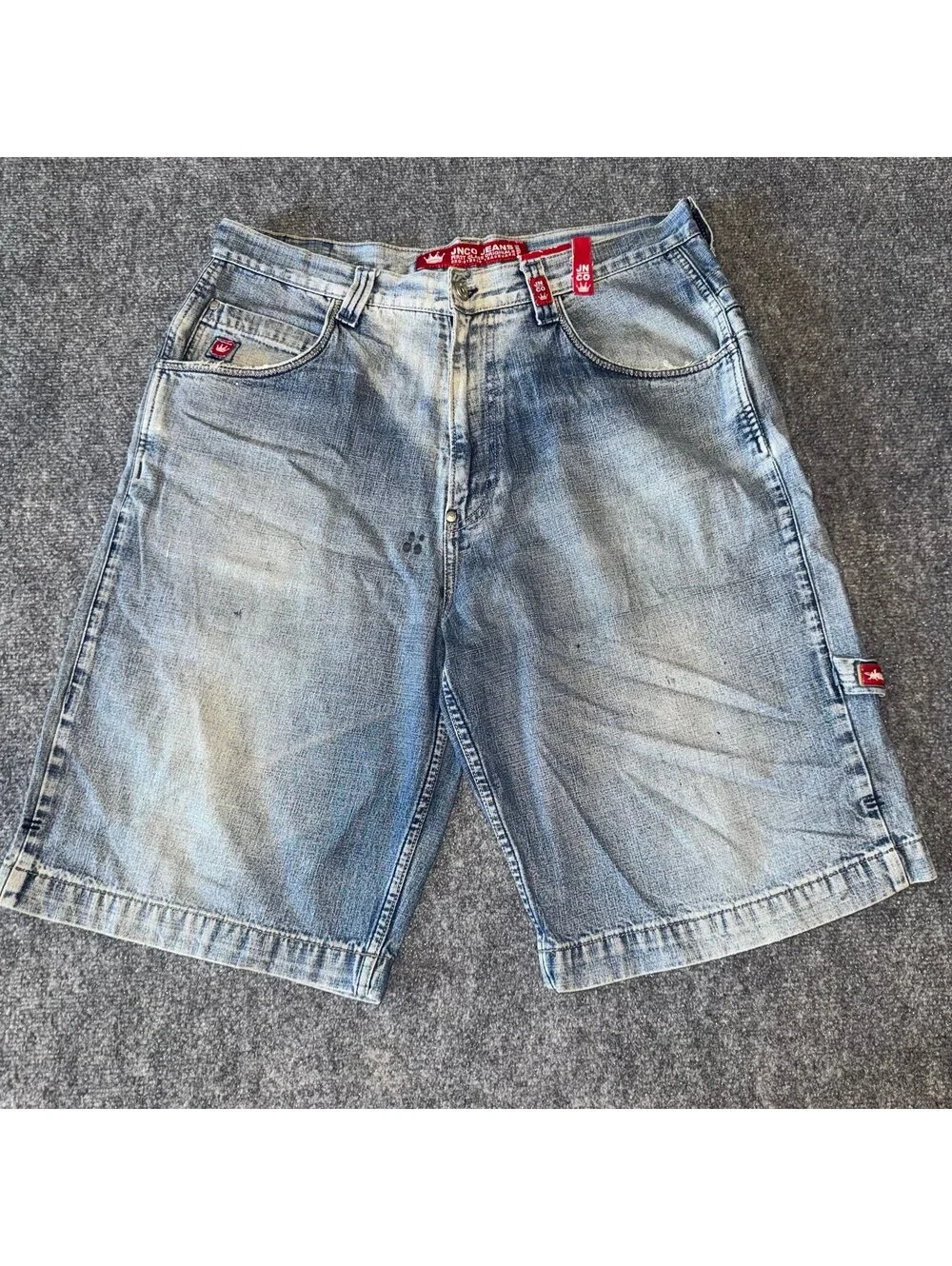 JNCO Jeans Grail Baggy Carpenter Denim Jorts Mens XL 36 Vtg y2k 90s Rare Snake
